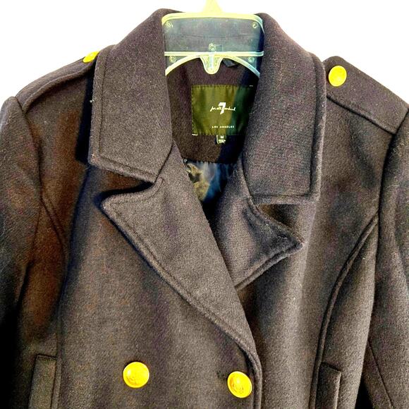 For All ManKind Womens Coat Medium Blue Double Breasted Misses Size 8 10 Jacket - Picture 2 of 8